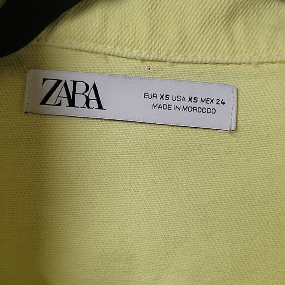 Zara Light Yellow Denim Jean Jacket Womens Size XS - Picture 4 of 10